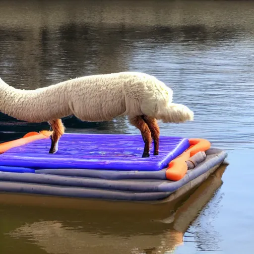 Image similar to a llama on a raft