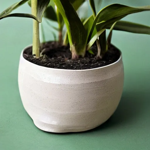 Prompt: a unique interesting pot made from connecting circles houseplants