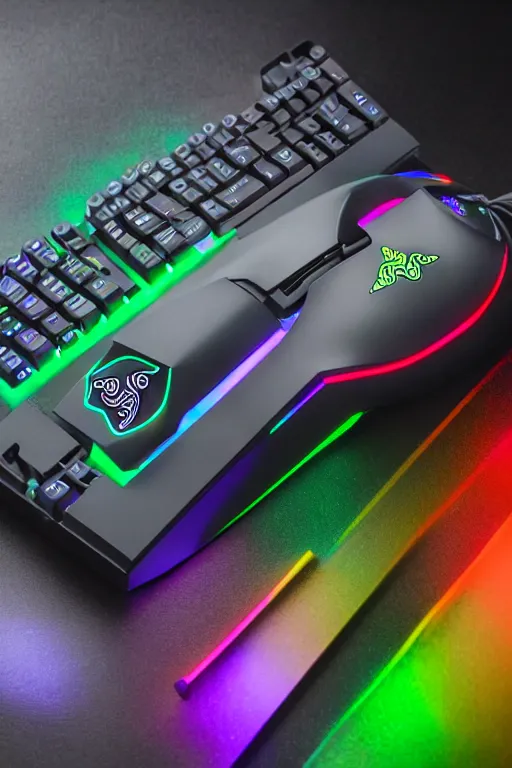 Prompt: razer gaming VODKA, rgb lights, promotional photo