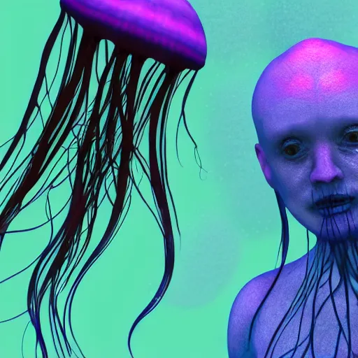 Image similar to jellyfish / human hybrid, hyper realistic, 4 k photograph