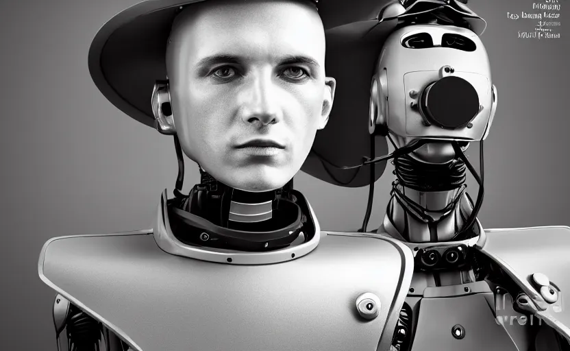 Prompt: portrait of a robot dressed as a military officer, digital art, natural light, sharp, detailed face, magazine