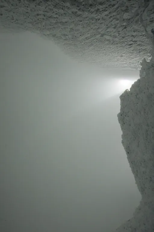 Image similar to brocken spectre, lost in the void, ice cave