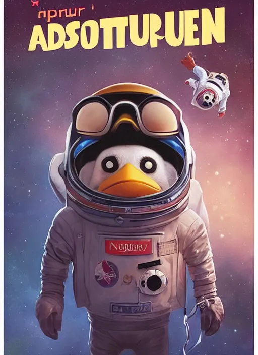 Prompt: astronaut penguin in space adventure movie by nuri iyem, james gurney, james jean, greg rutkowski, anato finnstark. pixar. hyper detailed, 5 0 mm, award winning photography, perfect faces