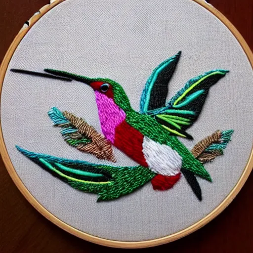 Image similar to hummingbird embroidery,