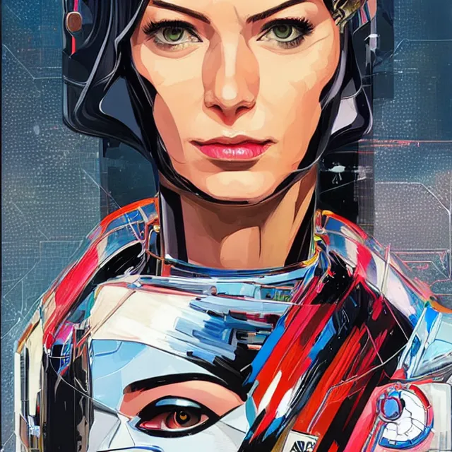 Image similar to portrait of a female android, by MARVEL comics and Sandra Chevrier, 8k