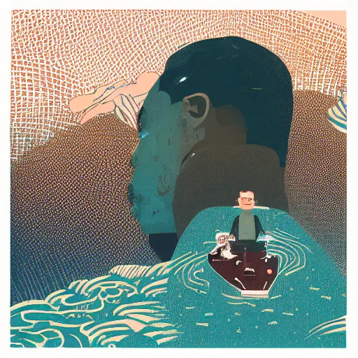 Image similar to a son imitate his father, illustration by victo ngai