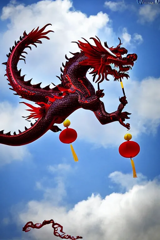 Image similar to A Chinese dragon soars to the sky，by Xision Wu