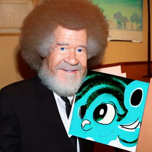 Image similar to bob Ross and Hatsune Miku