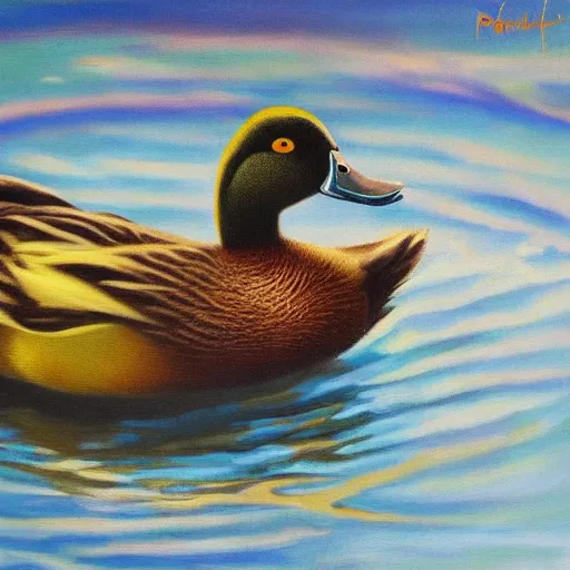 Image similar to a duck on the prowl oil painting bruno pontiroli