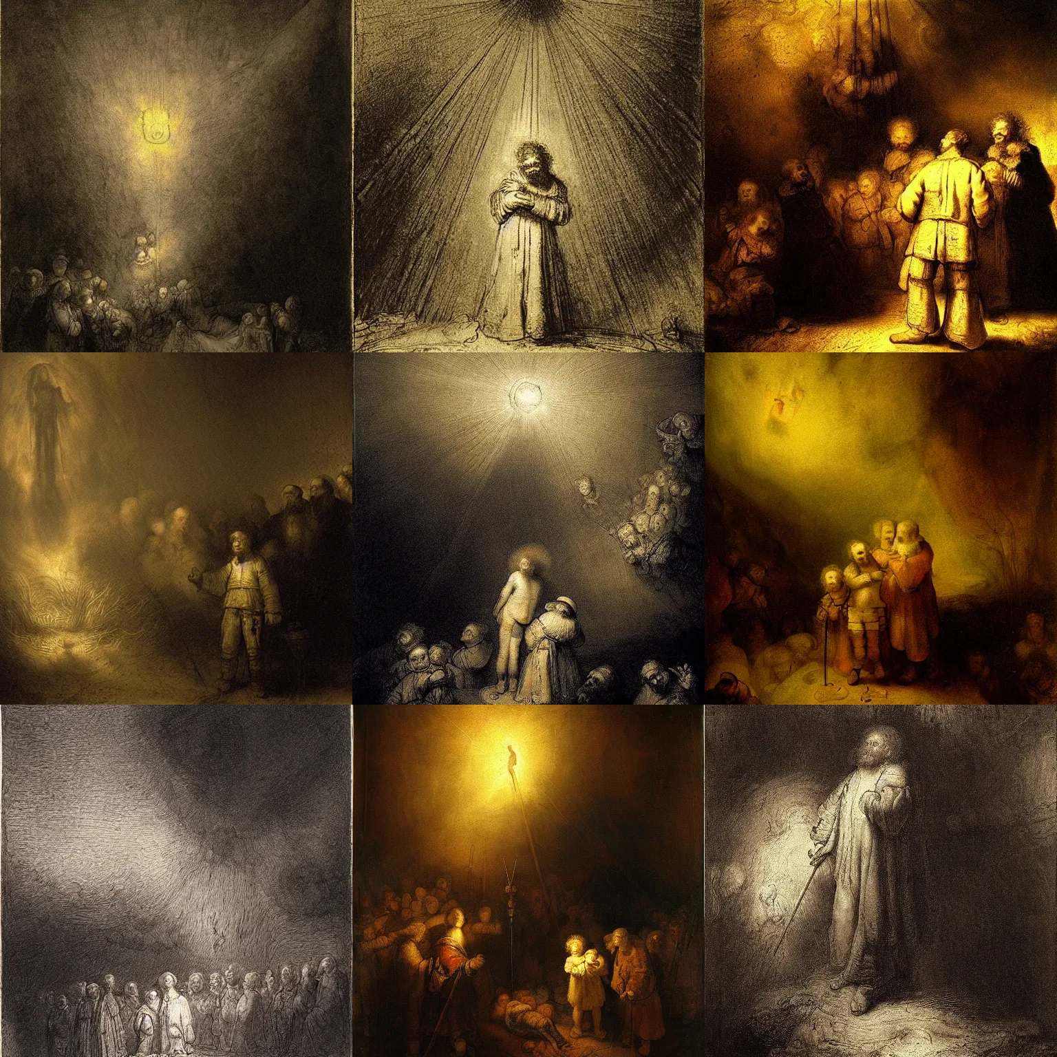 Prompt: purgatory, by rembrandt