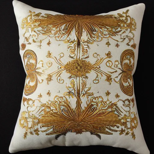Prompt: the most amazing Imperial Russian pillow every made, product shot, intricate, fine detail, full Marxist print