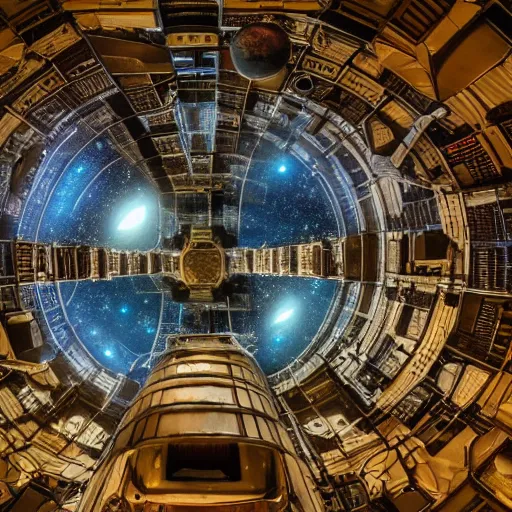 Prompt: space habitat, on the inside of a gigantic o'neill cylinder, city on the walls, forest, wide angle, panoramic,