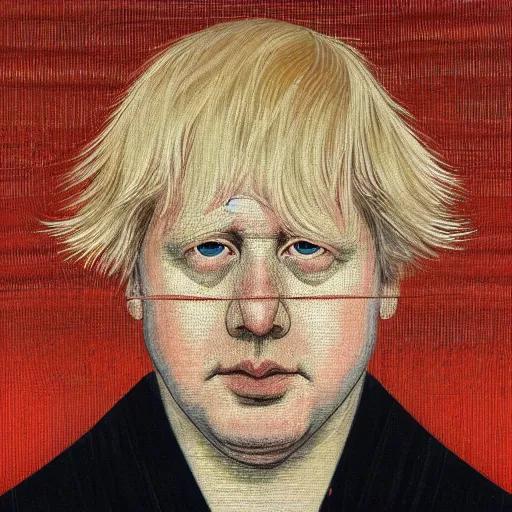 Prompt: an exquisite intricate close up portrait of the emperor boris johnson, in the edo era, vibrant, exhibited in the british museum, art, painting, portrait, blonde, boris johnson, man