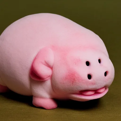 Image similar to blobfish beanie baby in mint condition with tag attached, 8 k photograph