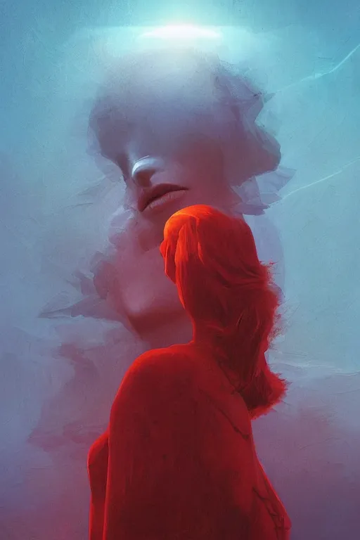 Image similar to 3 d, sci - fi, morning, raven bird, sun, cinematic, lightning clouds, vogue cover style, light red and deep blue mood, realistic painting, intricate oil painting, high detail, figurative art, multiple exposure, poster art, 3 d, stanley kubrick, by tooth wu and wlop and beeple and greg rutkowski