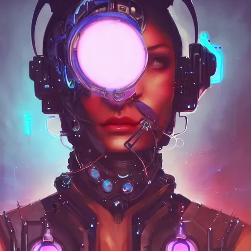 Prompt: a portrait of a beautiful cybernetic mistress of the dark, cyberpunk concept art by pete mohrbacher and wlop and artgerm and josan gonzales, digital art, highly detailed, intricate, sci-fi, sharp focus, Trending on Artstation HQ, deviantart, unreal engine 5, 4K UHD image