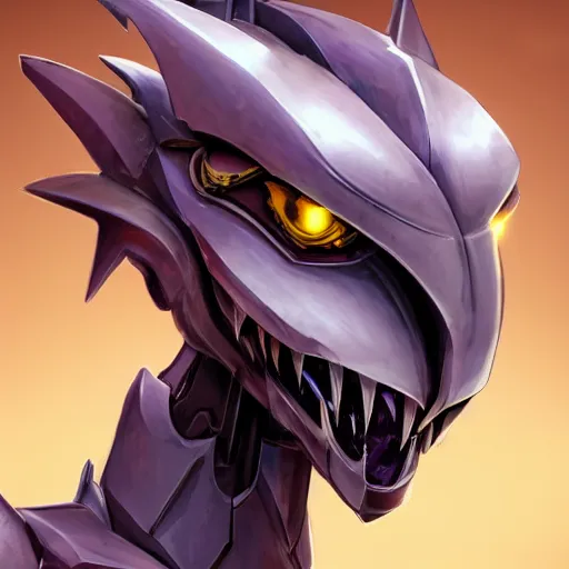 Image similar to stunning headshot of a beautiful anthropomorphic robot mecha female dragon, with smooth and streamlined armor, standing and posing elegantly, well detailed dragon head with epic LED eyes and a beautiful organic maw open, the camera staring down the maw, sharp and dangerous sleek design, two arms, beautiful digital art, artstation, DeviantArt, FurAffinity, professional, depth of field, close-up, hd, octane render, sunset lighting