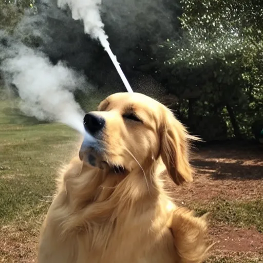 Image similar to golden retriever vaping