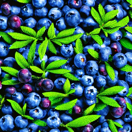 Image similar to artistic medium close-up stylized render of blueberry bushes in a forest. Digital art. 4K. Trending on artstation. Highly detailed. Nature. Artistic. Rustic. Nordic Wild