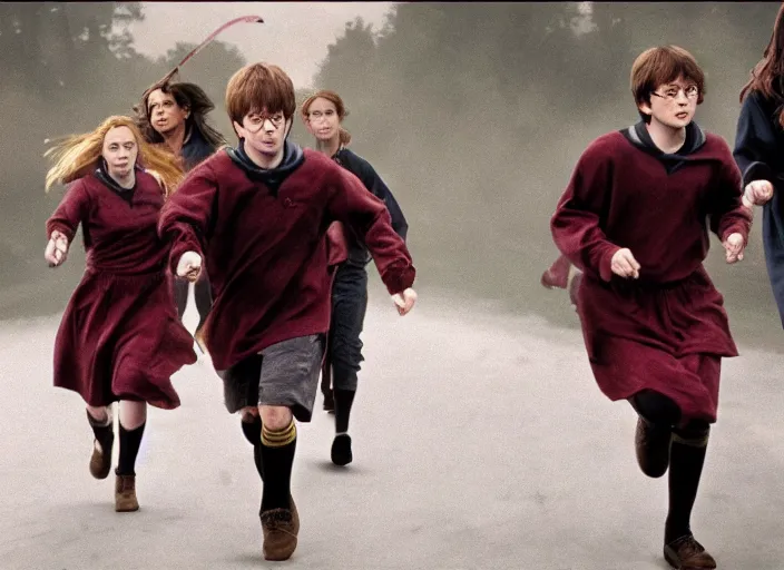 Prompt: a kodachrome film still of harry potter and the goblet of fire