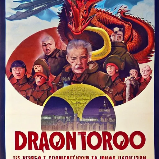 Image similar to poster for movie about Dragon Invasion of Moscow,