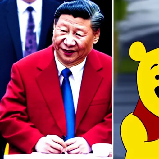 Prompt: Xi Jingping looking like Winnie the Pooh, parody