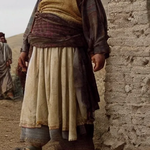 Image similar to Kurdish shepherd wearing Kurdish clothes in a movie directed by Christopher Nolan, movie still frame, promotional image, imax 70 mm footage