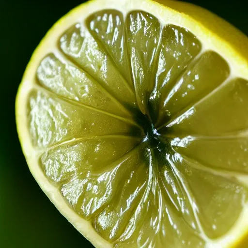 Prompt: extreme close - up macro shot of a lemon