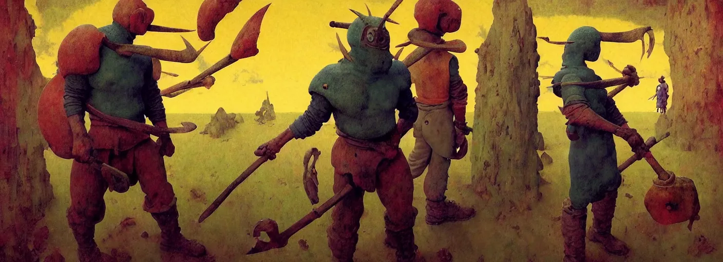 Image similar to full - body portrait surreal colorful clay fighting artstation rpg barbarian character concept art anatomy, action pose, very coherent and colorful high contrast masterpiece by norman rockwell franz sedlacek hieronymus bosch dean ellis simon stalenhag rene magritte gediminas pranckevicius, dark shadows, sunny day, hard lighting, reference sheet white! background