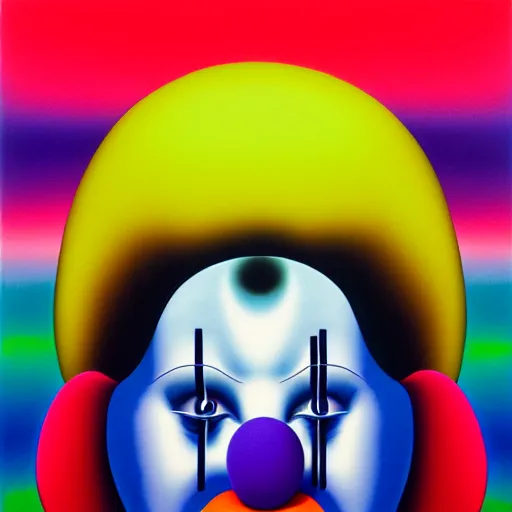 Image similar to sad clown by shusei nagaoka, kaws, david rudnick, airbrush on canvas, pastell colours, cell shaded, 8 k