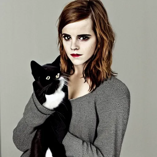 Image similar to Emma Watson as a cat woman