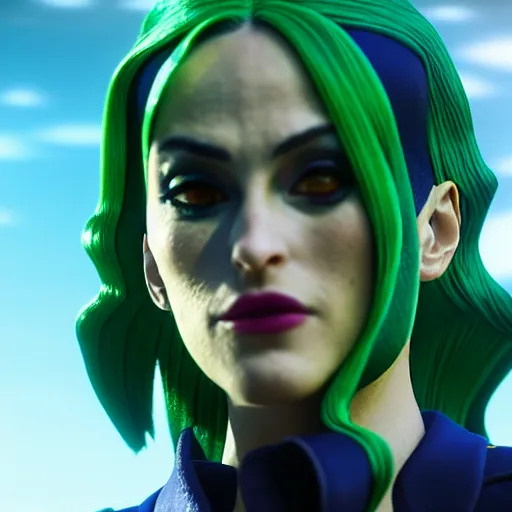 Prompt: cinematic scene with keira nightly as jolyne from jojo's bizarre adventure, live action film, stone ocean, dramatic, small details, volumetric lighting, still frame