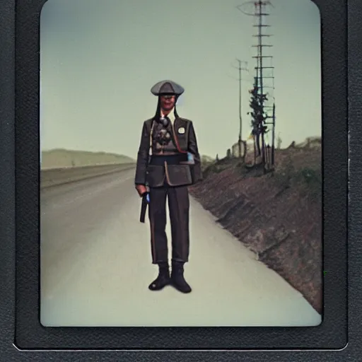 Prompt: polaroid hyper realistic New Californian republic solider by Tarkovsky