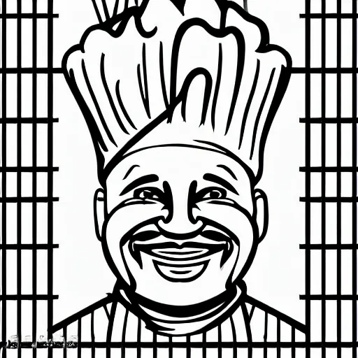 Image similar to portrait of a cook or chef looking at the camera, cartoon, digital art, symmetrical face, smiling face happy, by cooke darwyn