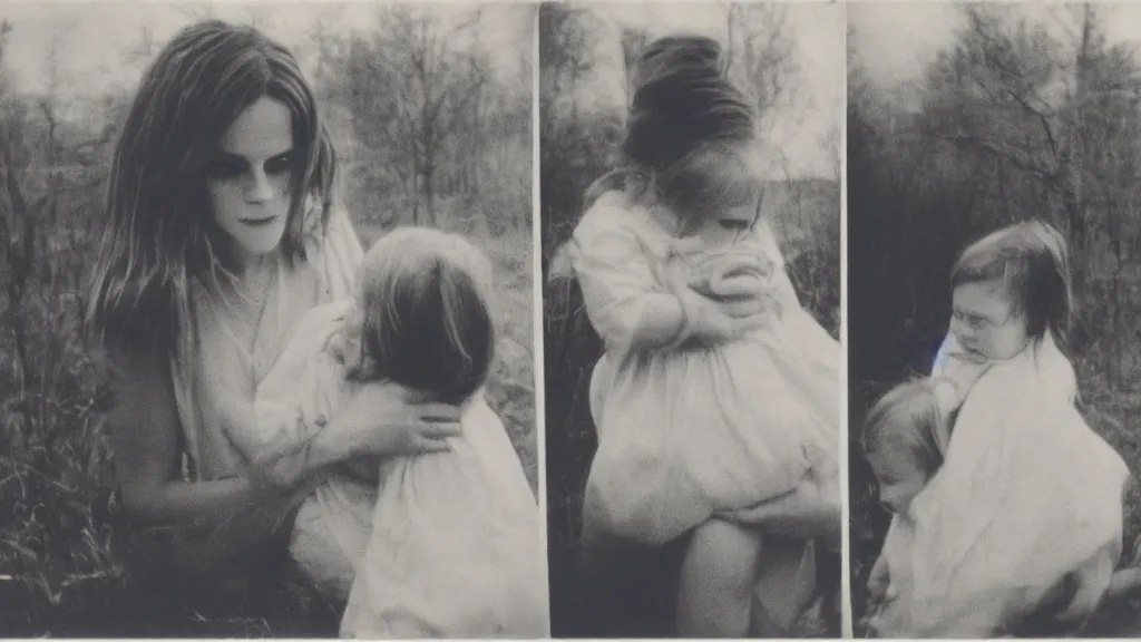 Prompt: polaroid of emma watson as a mother candid shots by Tarkovsky