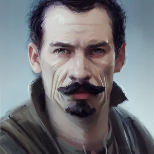 Image similar to portrait of a man by greg rutkowski, british features, short black hair in military style, moustache, perfect military composure, wearing stormtrooper gear, star wars expanded universe, he is about 5 0 years old, highly detailed portrait, digital painting, artstation, concept art, smooth, sharp foccus ilustration, artstation hq