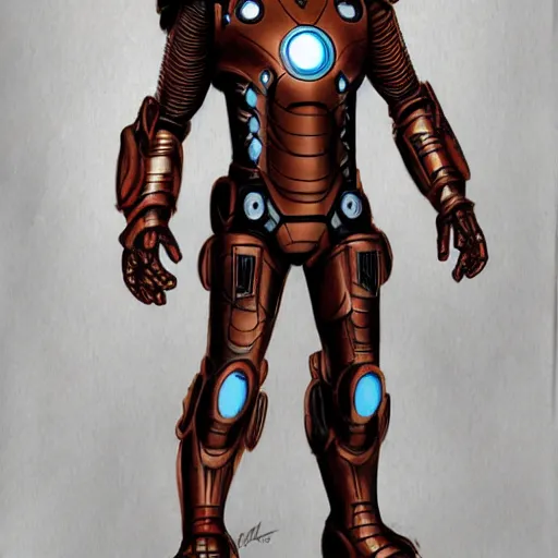 Prompt: steampunk iron man, concept art