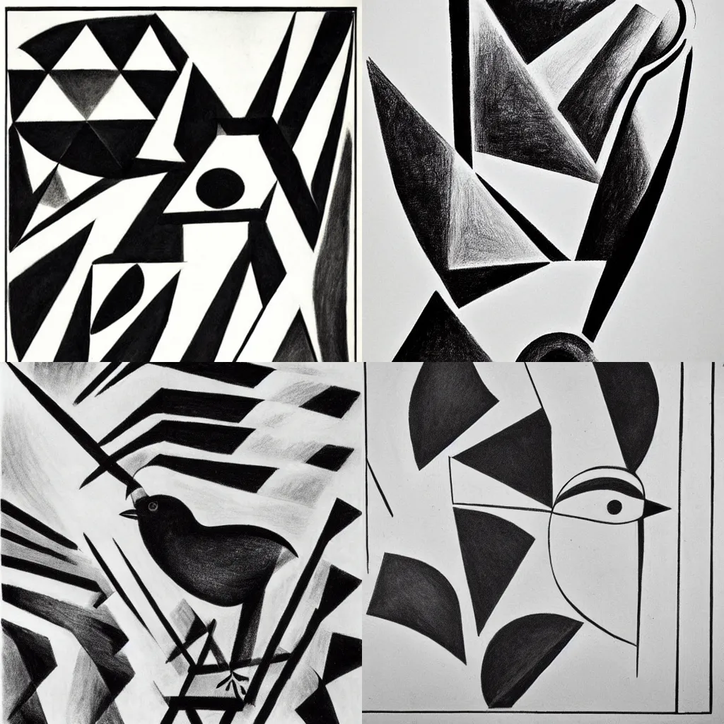 Prompt: bird, dynasty robert sonia delaunay escher, pencil drawing, black and white