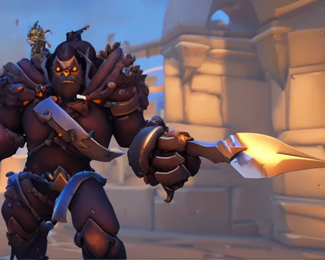 Image similar to orc with sword playable hero character in overwatch