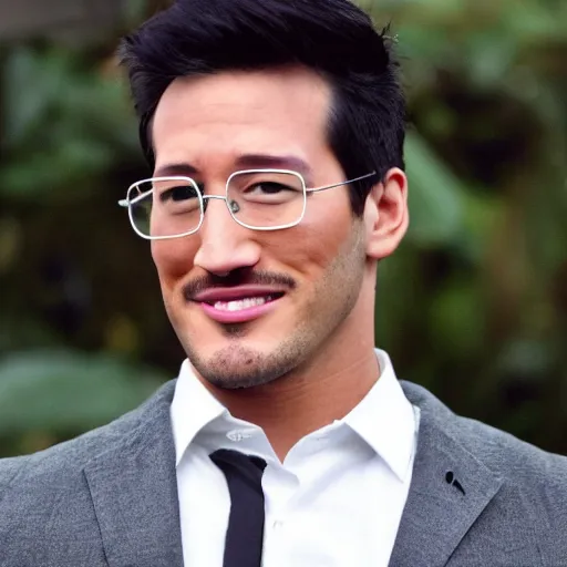 Image similar to a high quality photo of handsome markiplier, gigachad