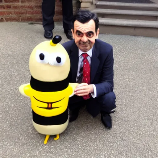 Prompt: mr bean dressed up as bee