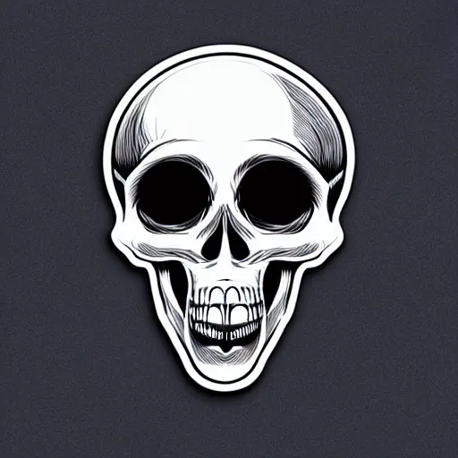 Image similar to nice sticker art of a melting human scull, View, svg illustration, Sticker Art