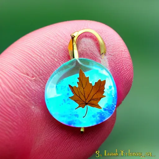 Prompt: maple leaf resting!!!!! on a colorful opal crystal, 4 k, 3 5 mm!!!!! lens