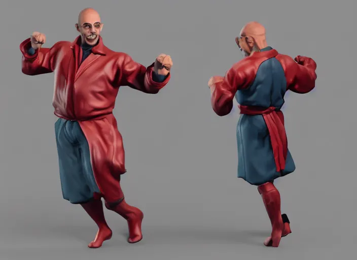 Image similar to 3 d model of adriano zumbo character in fighting game, stylized 3 d graphics, hdr, ultra graphics, ray tracing, 4 k image