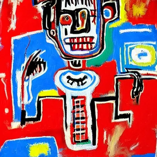 Image similar to landscape painting, highly detailed painting by Jean-Michel Basquiat