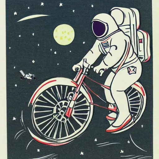 Image similar to astronaut riding a bike to the moon