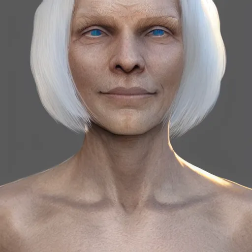 Image similar to marble skin, old, white hair, translucent sss, daz occlusion