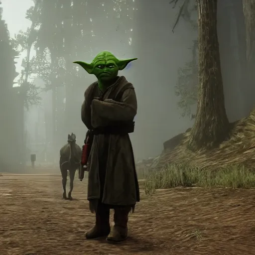 Prompt: yoda in red dead redemption 2