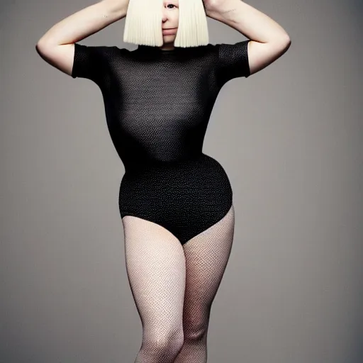 Image similar to sia furler full body photoshoot wearing a leotard