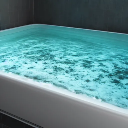 Image similar to photo of a bathtub with the surface of water visible in it. the whole scene is underwater